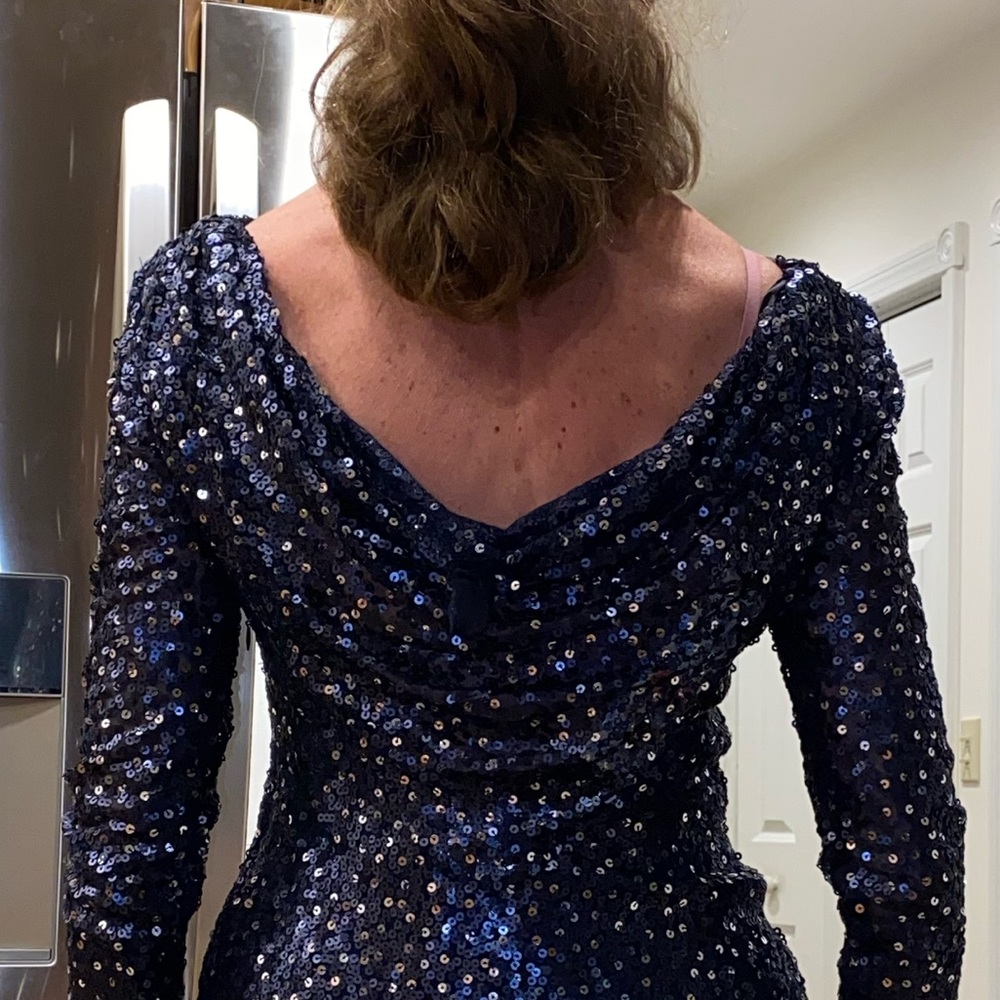 NWT Calvin Klein Blue Sequin Cocktail Social Event Dressy Dress Size 2 - Picture 2 of 16